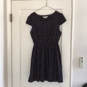 ModCloth Navy Polka Dot Dress- Size Large